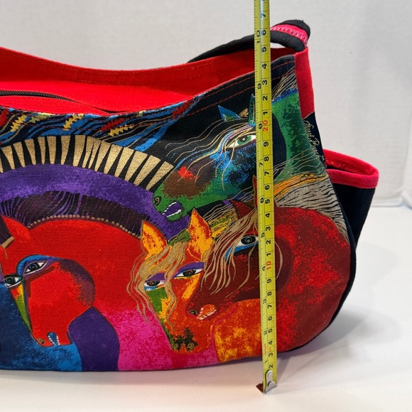 LAUREL BURCH Wild Horses of Fire Hobo Tote Bag Zipper Multicolor Canvas 15”x9” - Picture 16 of 16